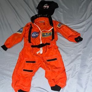 Aeromax Astronaut suite with cap costume zipper front, button bottom- 18months